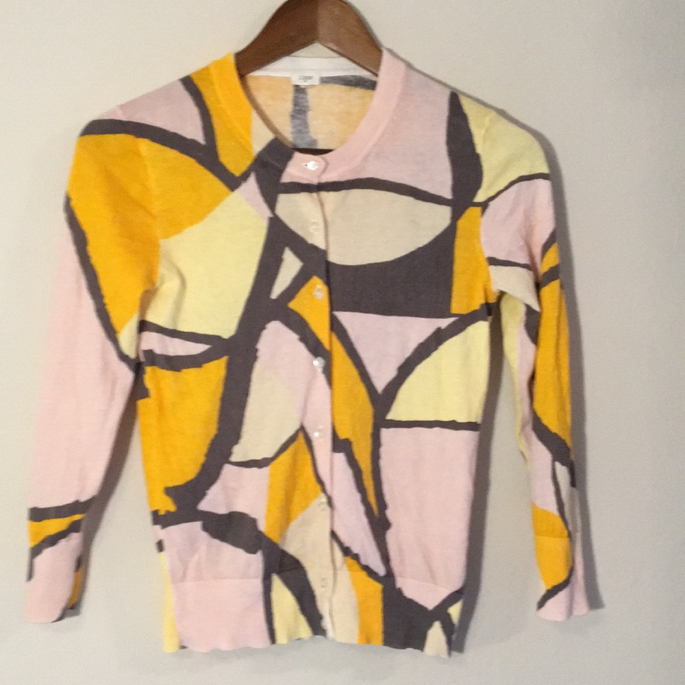 J. crew Abstract Mosaic Cardigan Sweater Small